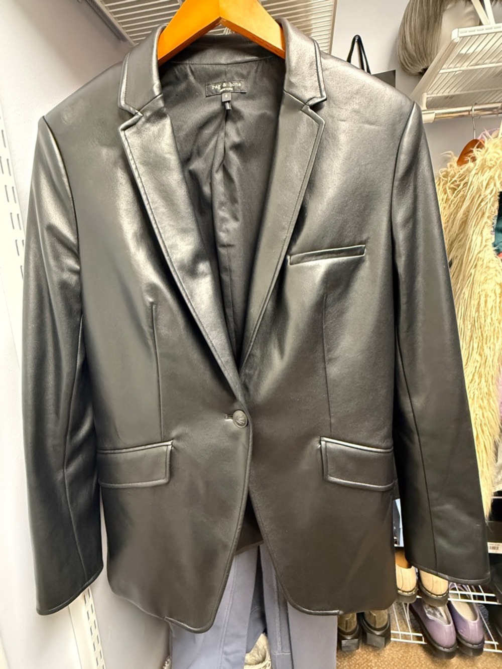 Rag & Bone faux leather blazer